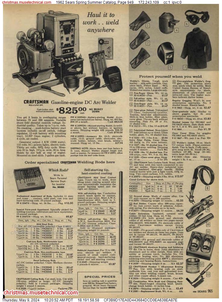 1962 Sears Spring Summer Catalog, Page 949