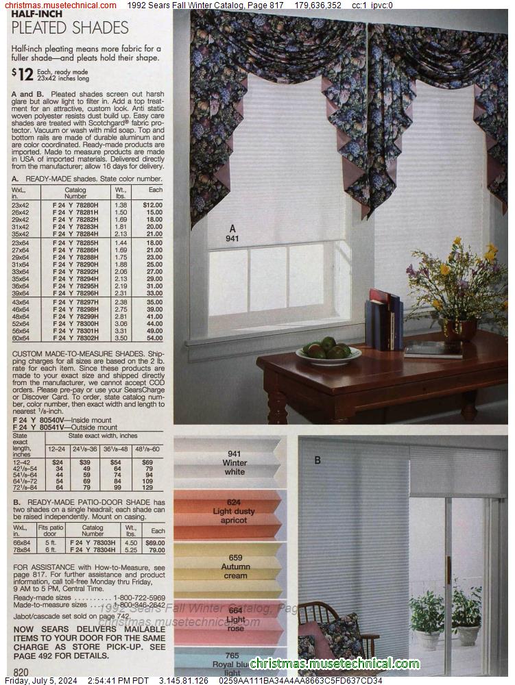 1992 Sears Fall Winter Catalog, Page 817