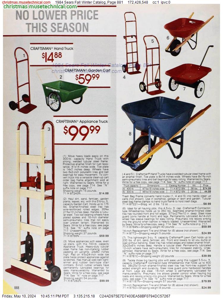 1984 Sears Fall Winter Catalog, Page 881