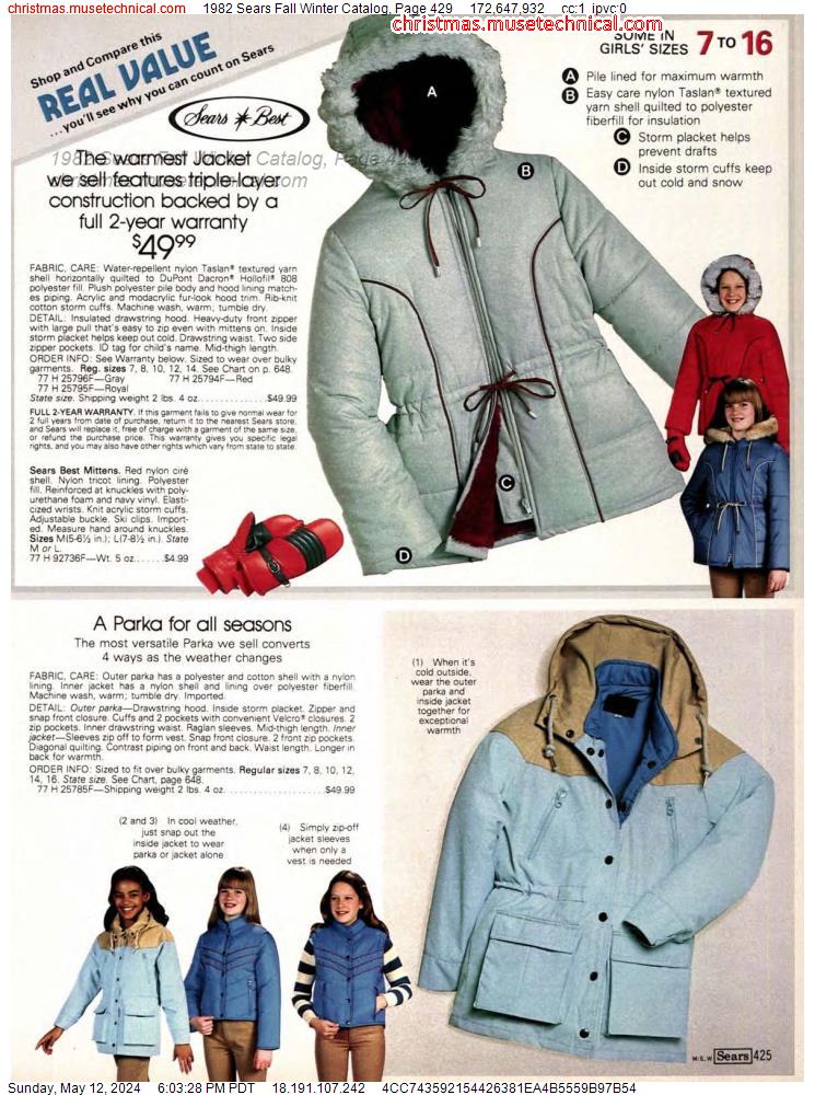 1982 Sears Fall Winter Catalog, Page 429