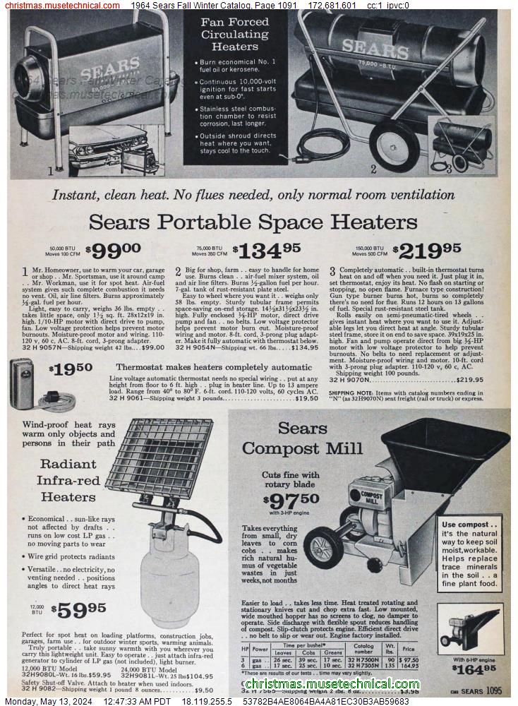 1964 Sears Fall Winter Catalog, Page 1091