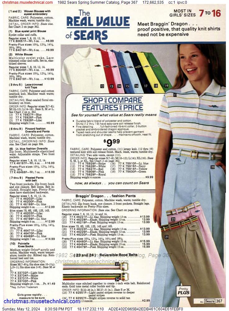 1982 Sears Spring Summer Catalog, Page 367