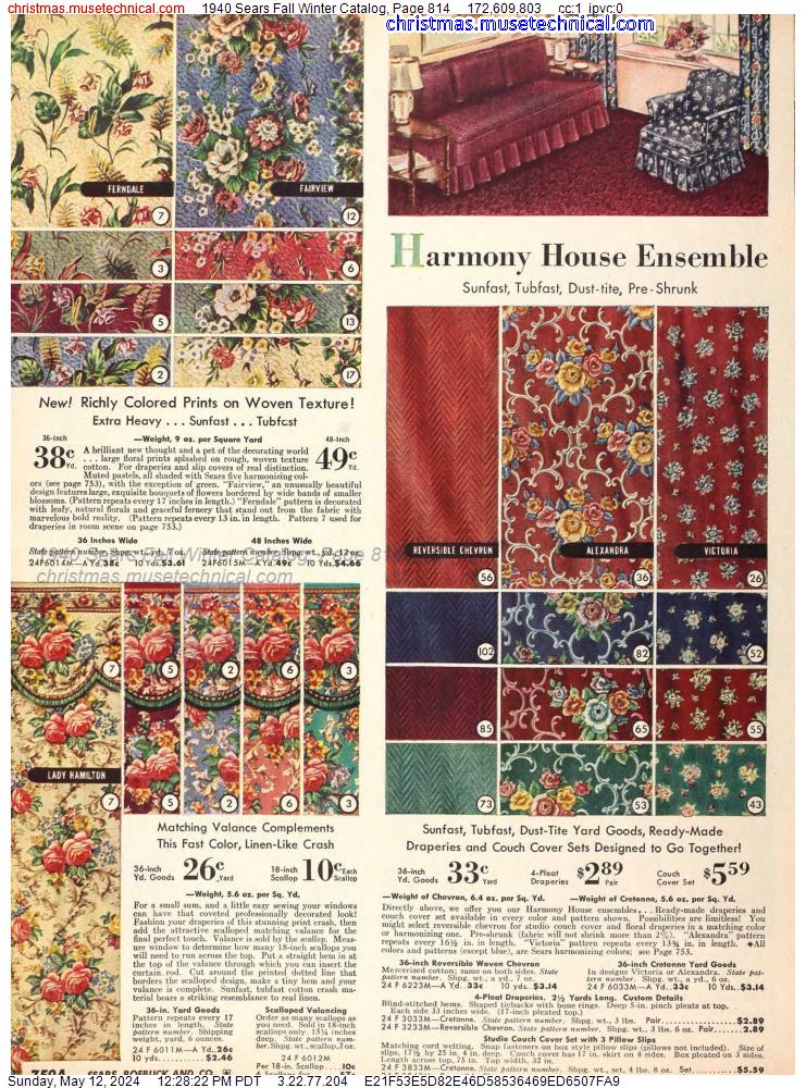 1940 Sears Fall Winter Catalog, Page 814