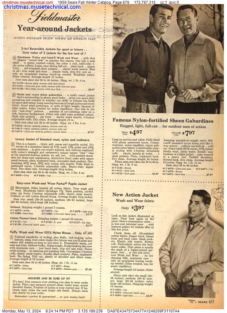 1959 Sears Fall Winter Catalog, Page 679