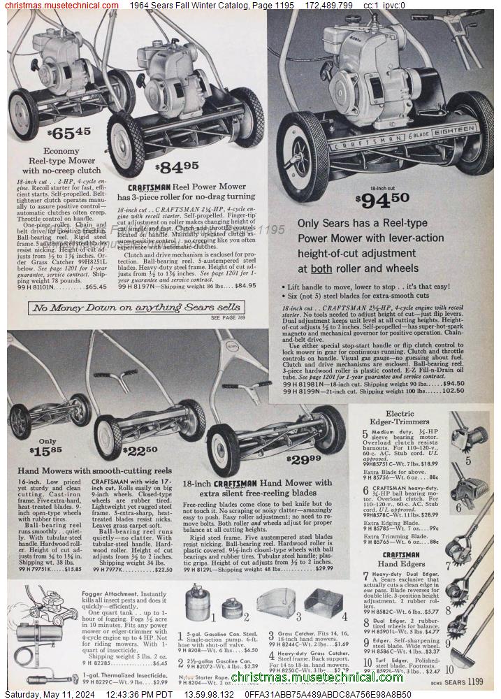 1964 Sears Fall Winter Catalog, Page 1195