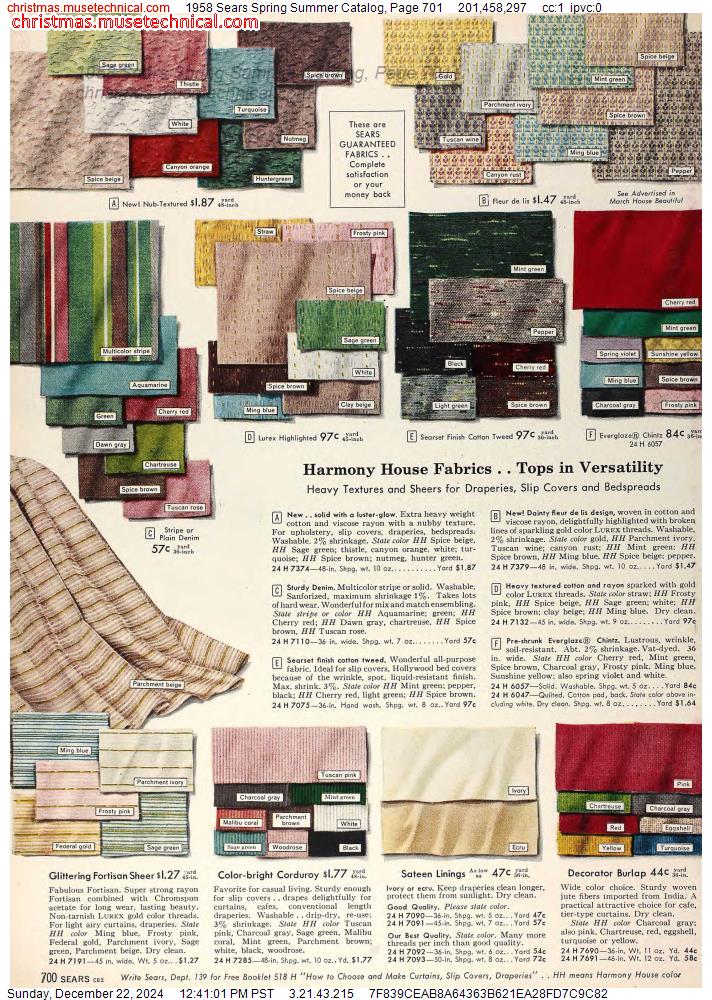 1958 Sears Spring Summer Catalog, Page 701