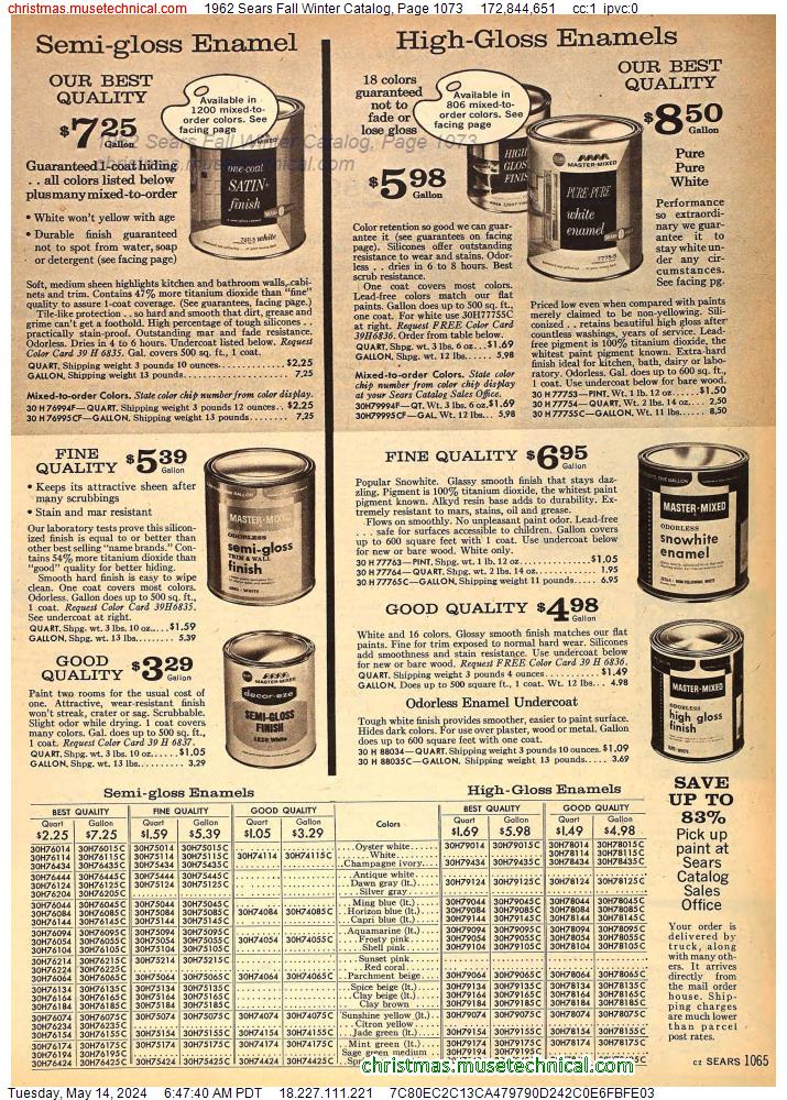 1962 Sears Fall Winter Catalog, Page 1073