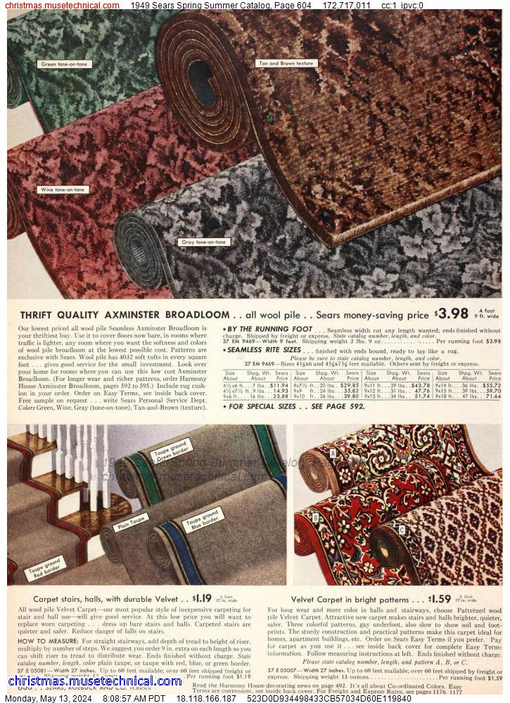 1949 Sears Spring Summer Catalog, Page 604