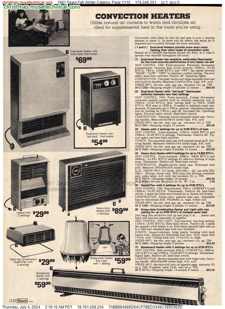 1981 Sears Fall Winter Catalog, Page 1110