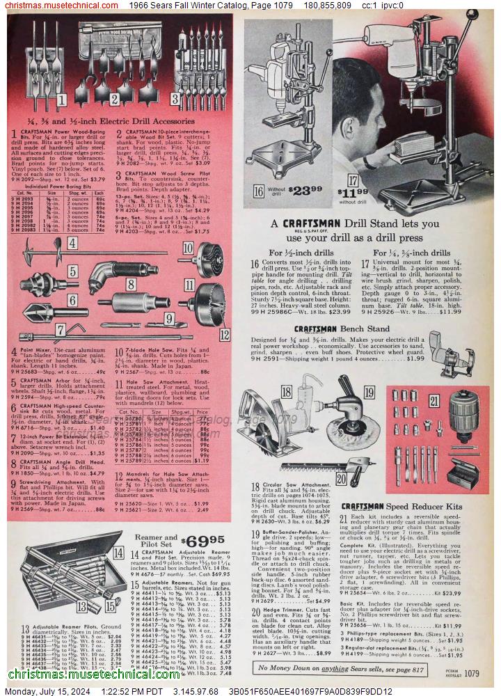 1966 Sears Fall Winter Catalog, Page 1079