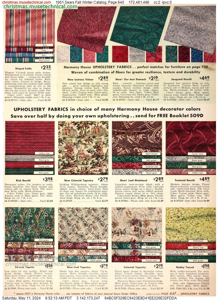 1951 Sears Fall Winter Catalog, Page 640