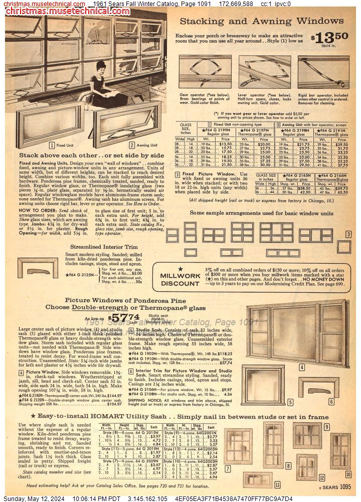 1961 Sears Fall Winter Catalog, Page 1091