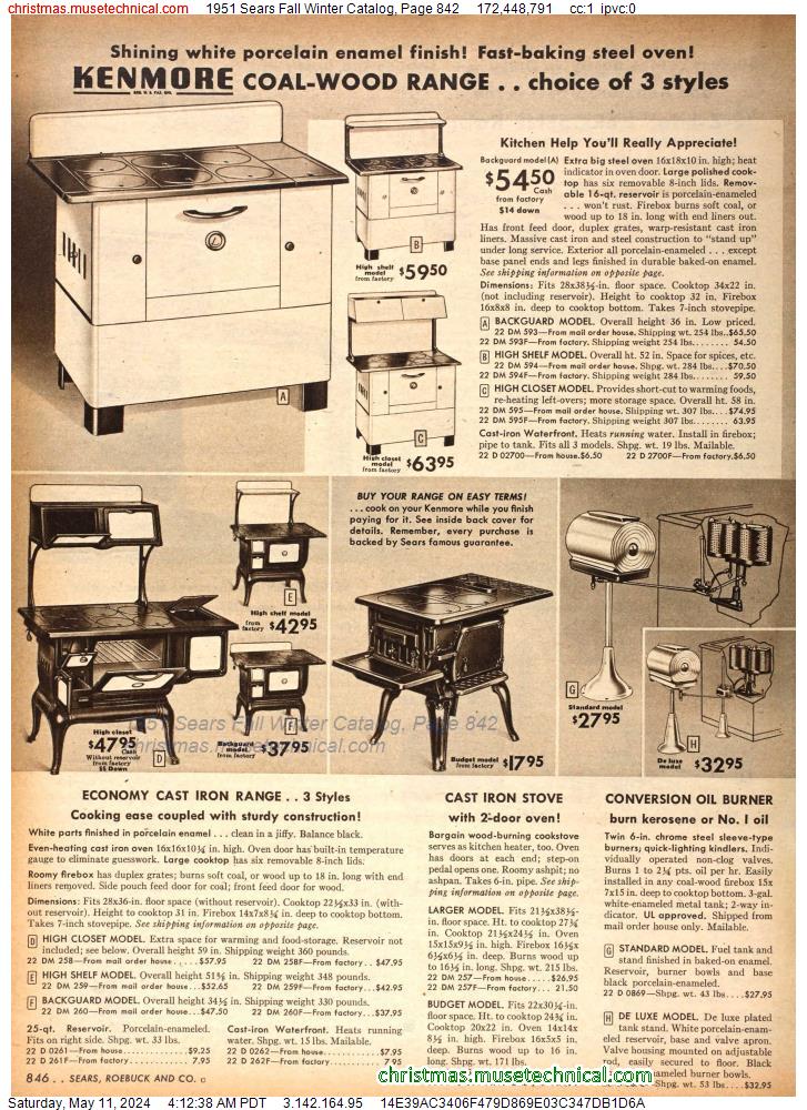 1951 Sears Fall Winter Catalog, Page 842