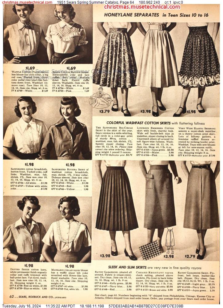 1951 Sears Spring Summer Catalog, Page 64