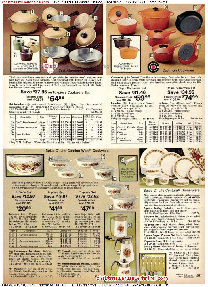 1975 Sears Fall Winter Catalog, Page 1027