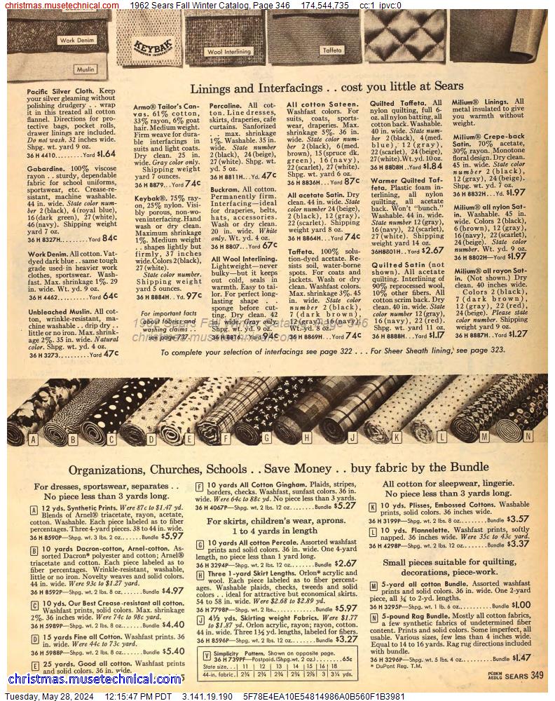 1962 Sears Fall Winter Catalog, Page 346