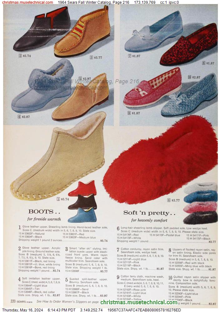 1964 Sears Fall Winter Catalog, Page 216