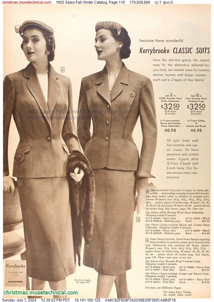 1955 Sears Fall Winter Catalog, Page 118