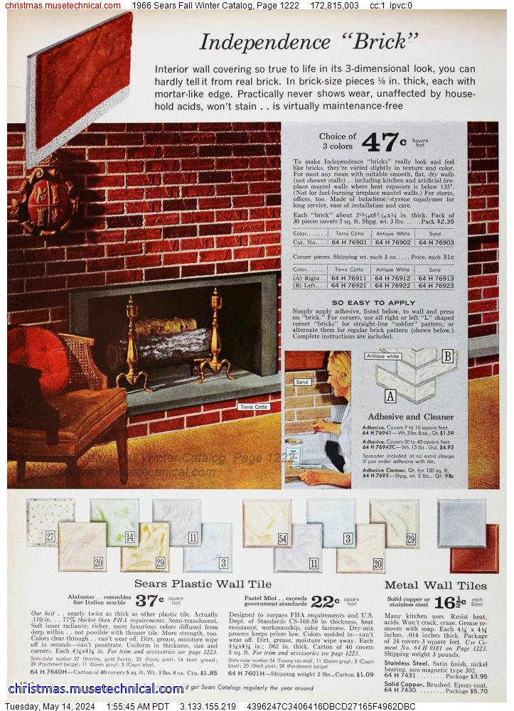 1966 Sears Fall Winter Catalog, Page 1222