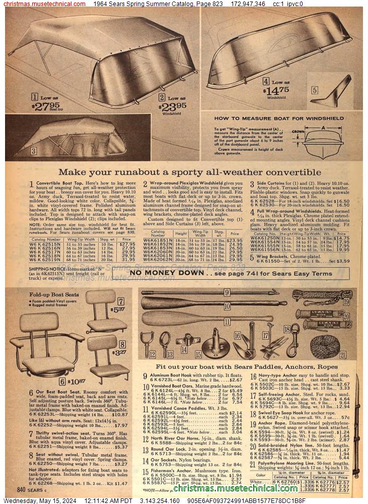 1964 Sears Spring Summer Catalog, Page 823