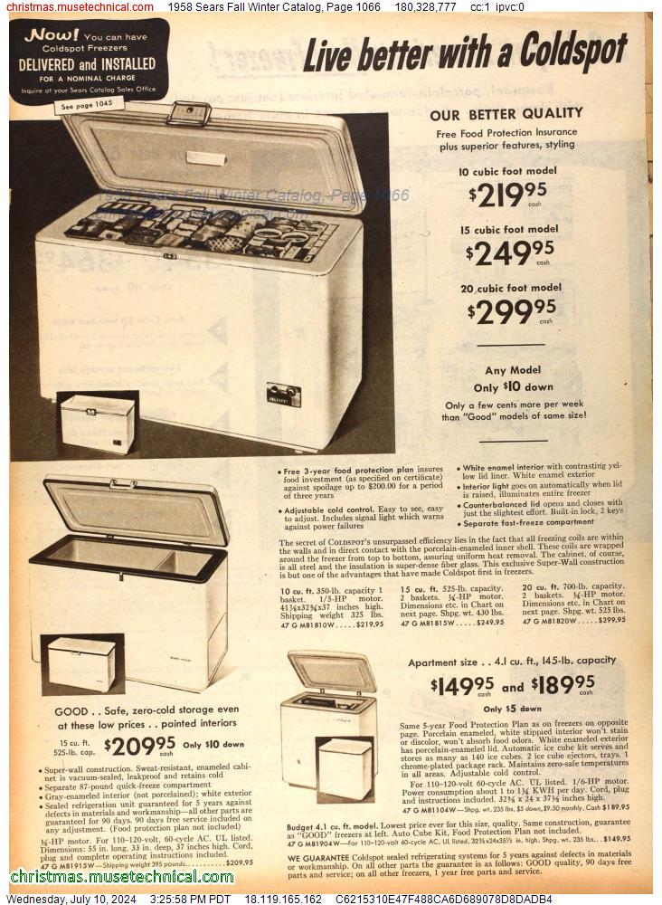 1958 Sears Fall Winter Catalog, Page 1066