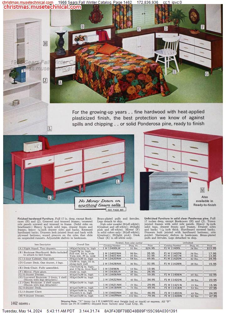 1966 Sears Fall Winter Catalog, Page 1462