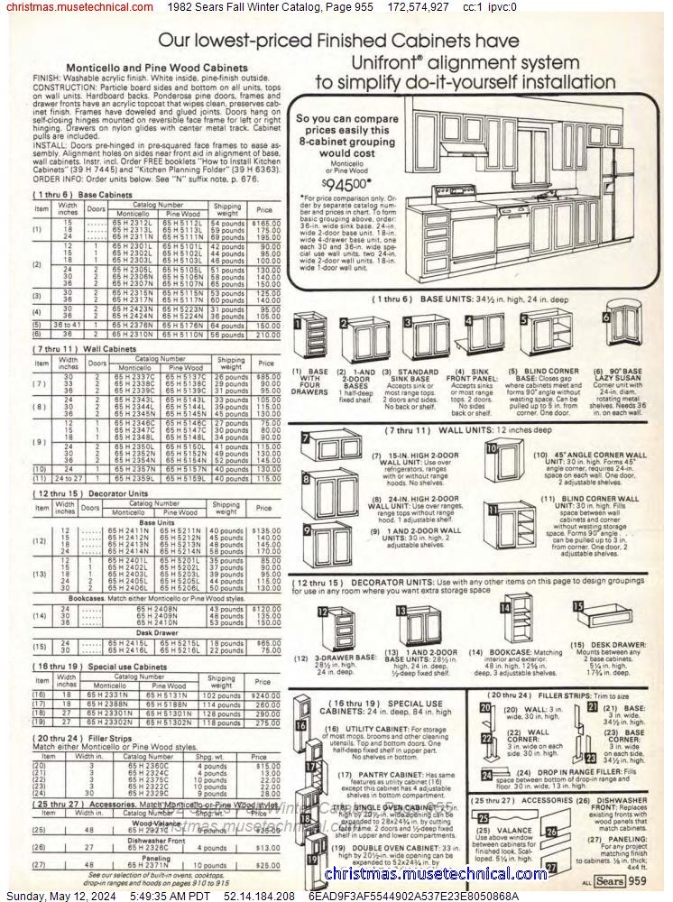 1982 Sears Fall Winter Catalog, Page 955