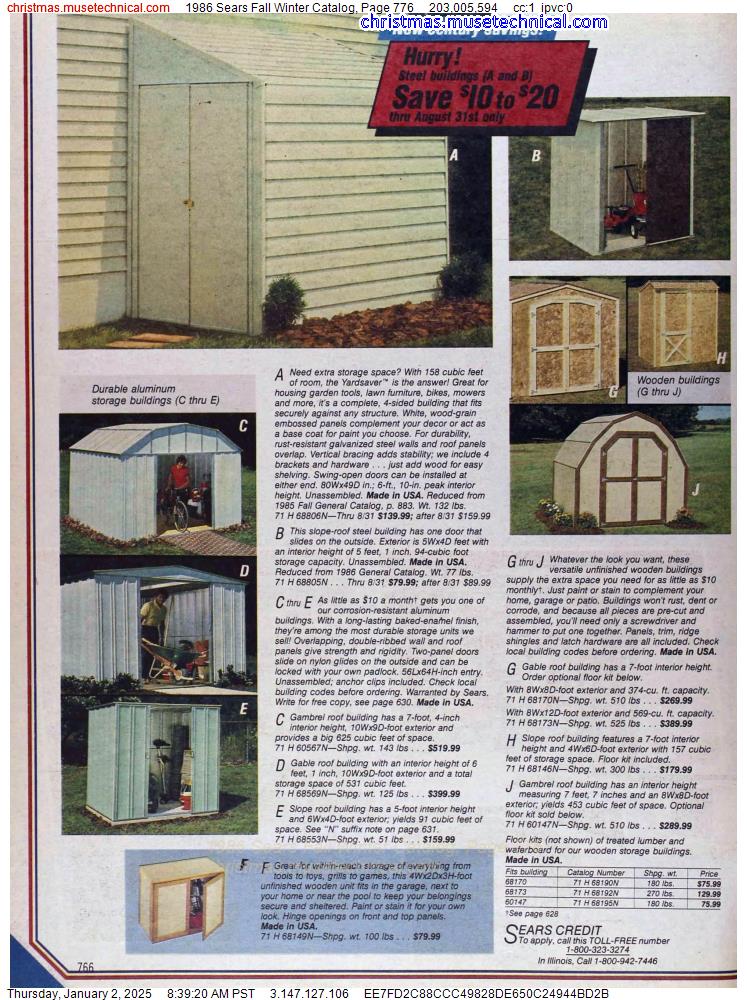 1986 Sears Fall Winter Catalog, Page 776