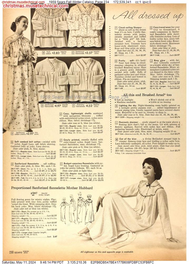 1959 Sears Fall Winter Catalog, Page 234