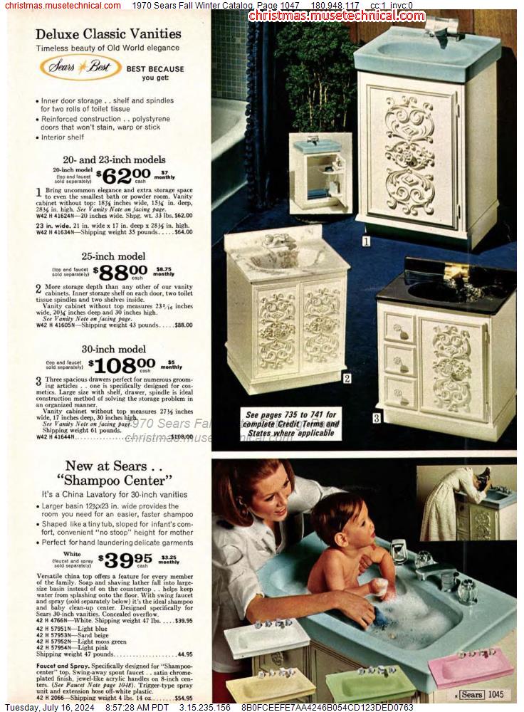 1970 Sears Fall Winter Catalog, Page 1047