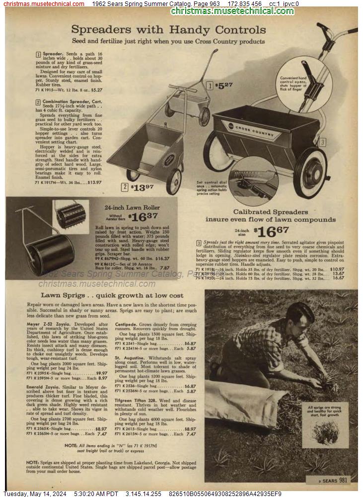 1962 Sears Spring Summer Catalog, Page 963