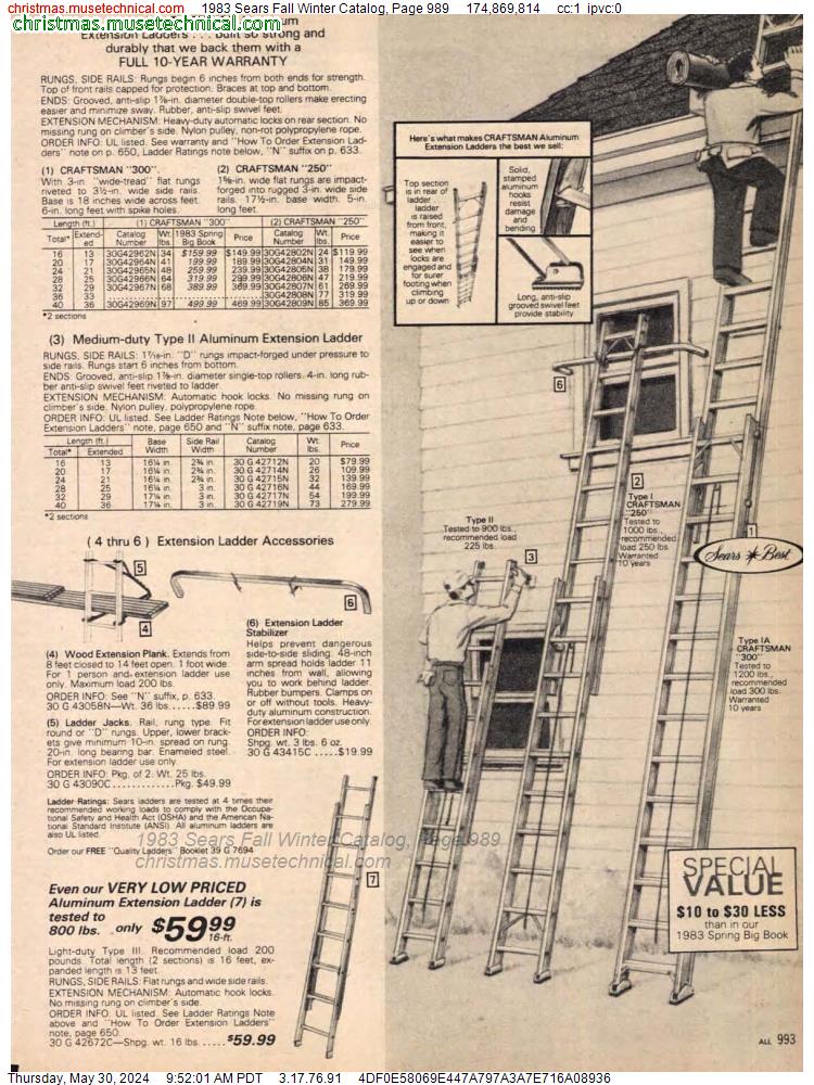 1983 Sears Fall Winter Catalog, Page 989