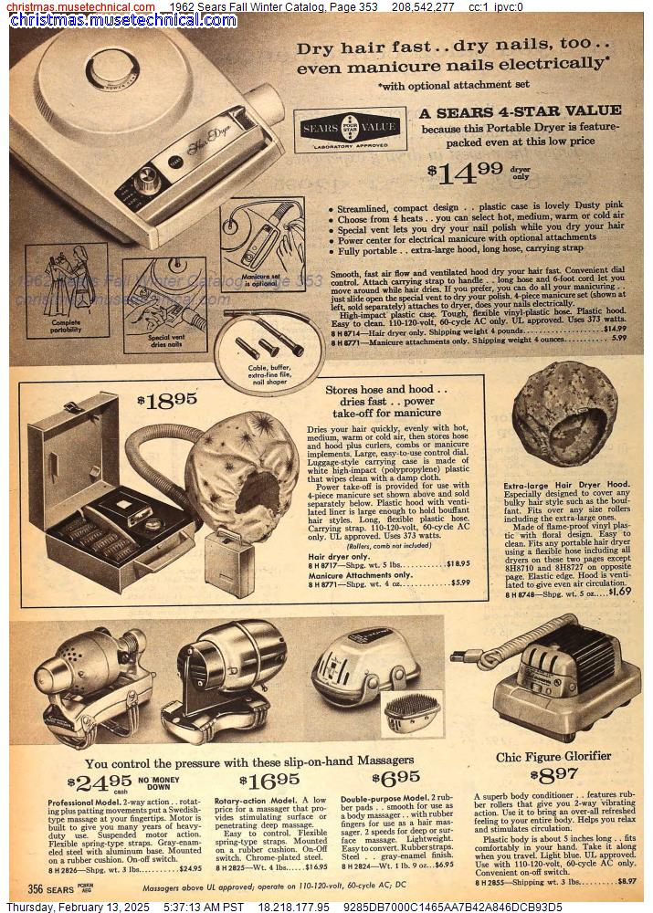 1962 Sears Fall Winter Catalog, Page 353