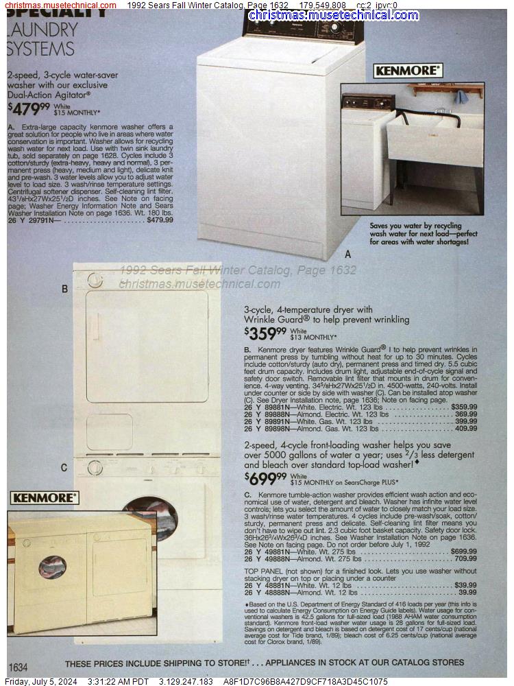 1992 Sears Fall Winter Catalog, Page 1632