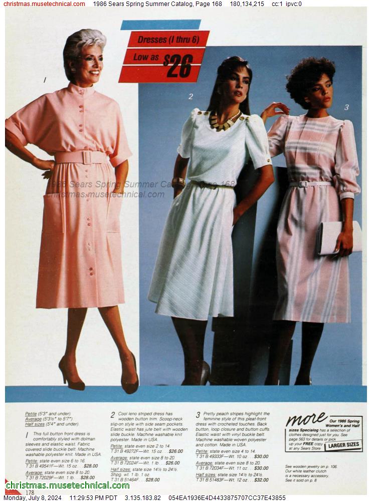 1986 Sears Spring Summer Catalog, Page 168