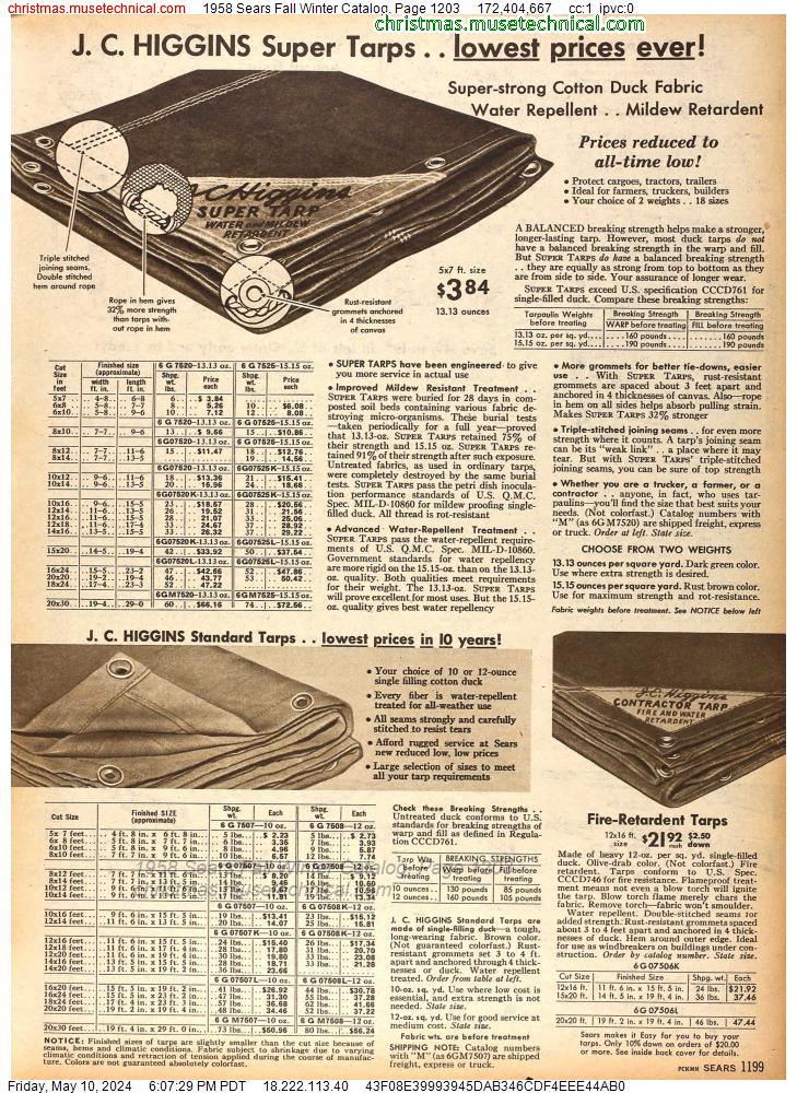 1958 Sears Fall Winter Catalog, Page 1203