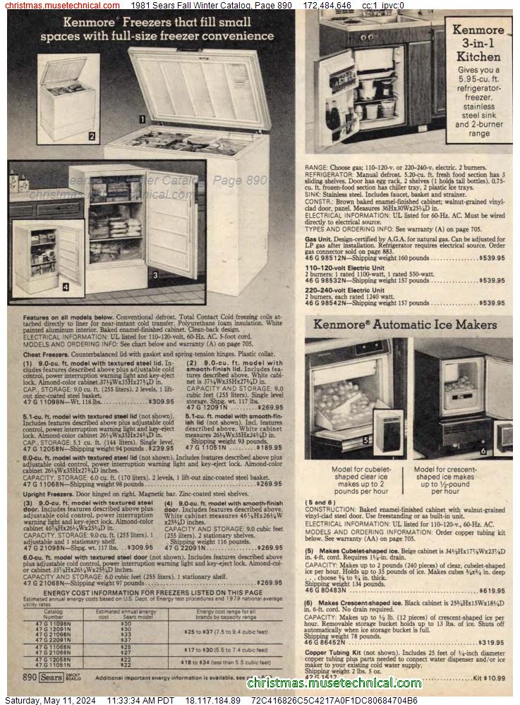 1981 Sears Fall Winter Catalog, Page 890