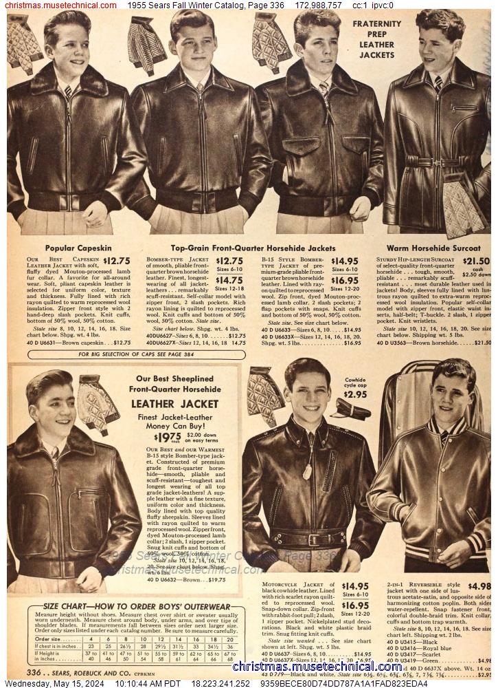 1955 Sears Fall Winter Catalog, Page 336