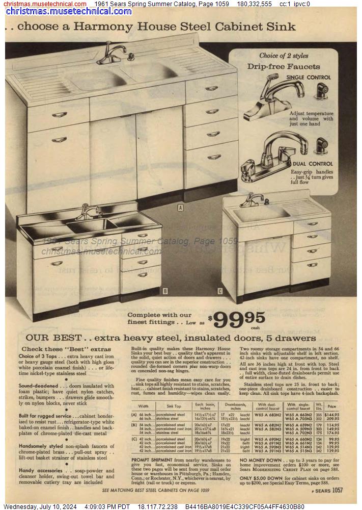 1961 Sears Spring Summer Catalog, Page 1059