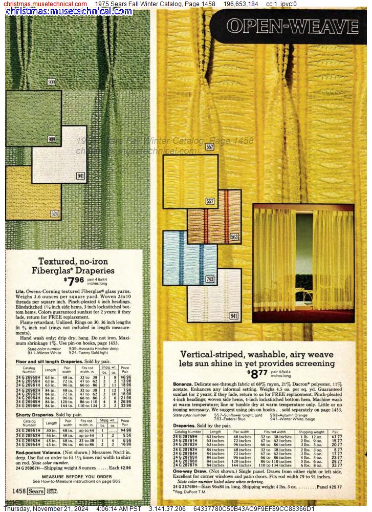 1975 Sears Fall Winter Catalog, Page 1458