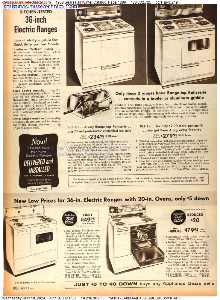 1958 Sears Fall Winter Catalog, Page 1086