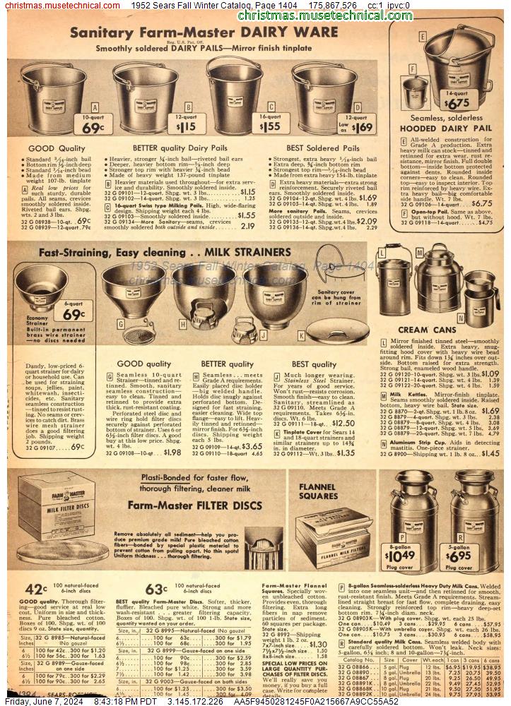 1952 Sears Fall Winter Catalog, Page 1404