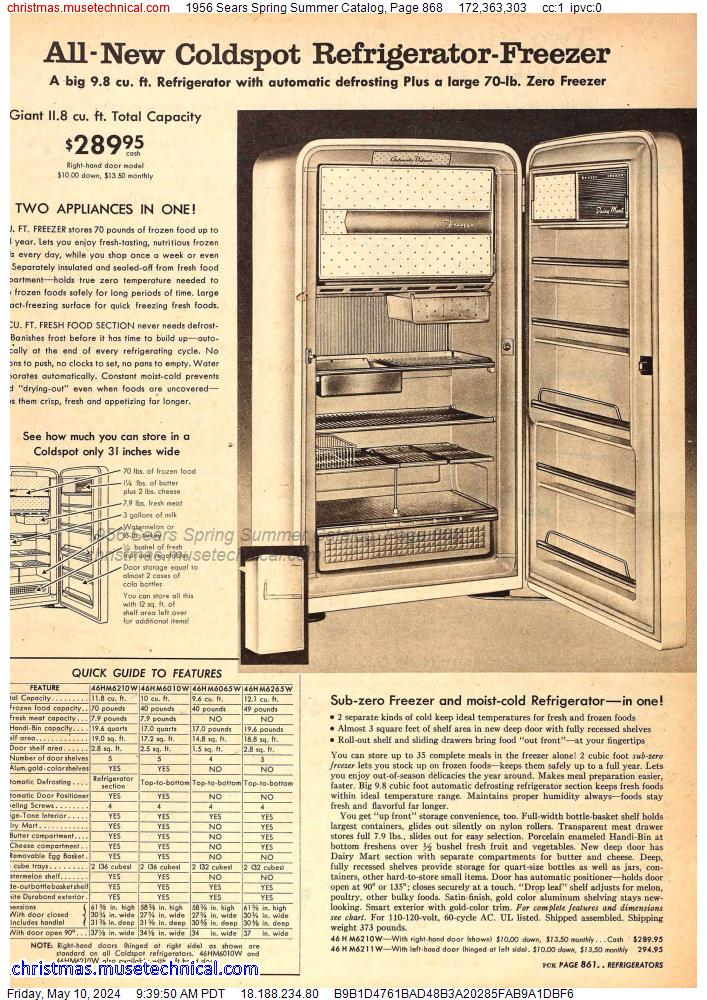 1956 Sears Spring Summer Catalog, Page 868