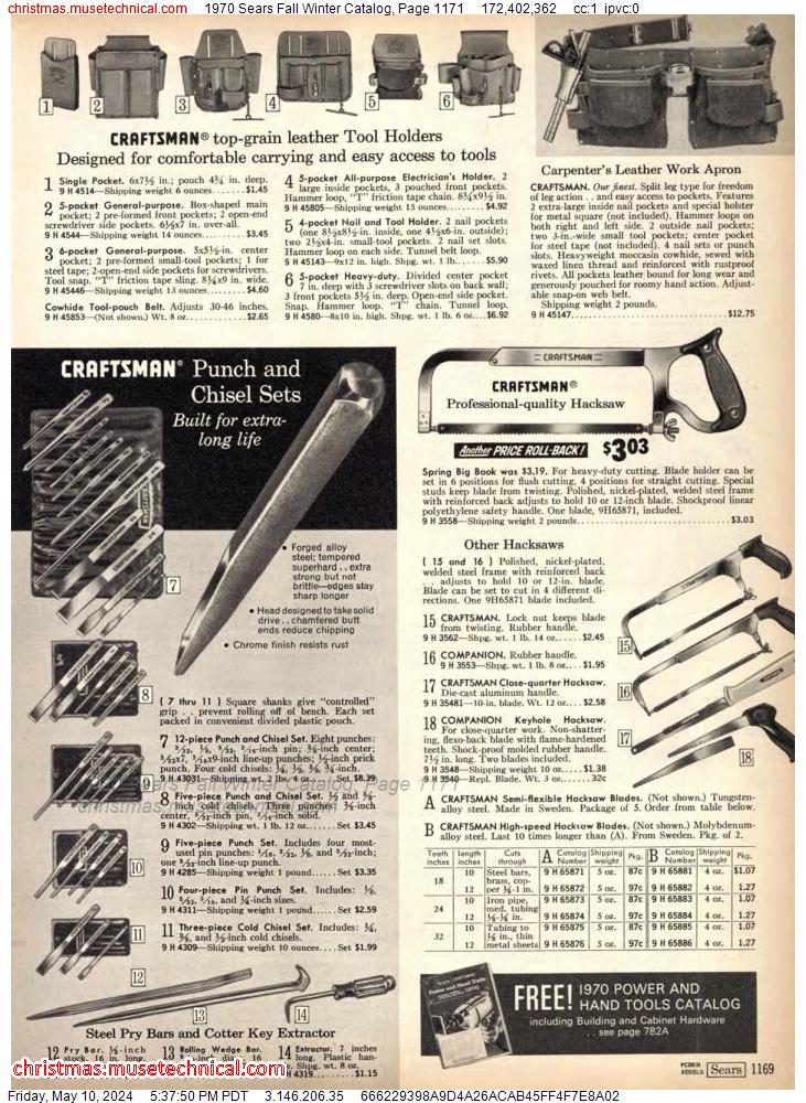 1970 Sears Fall Winter Catalog, Page 1171