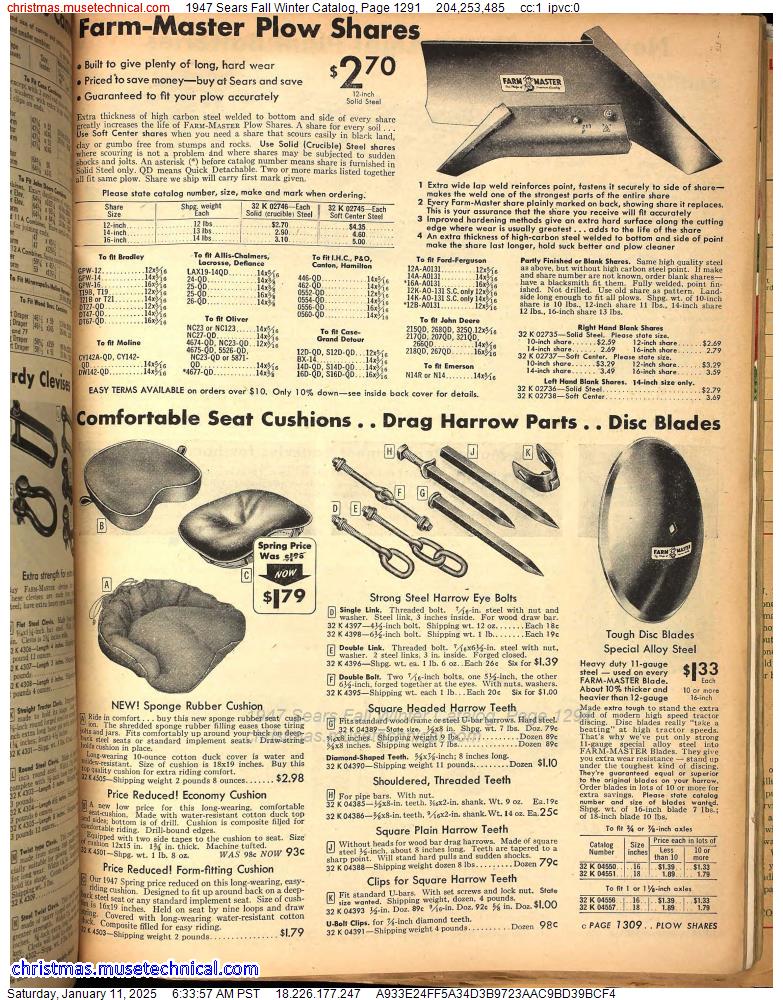 1947 Sears Fall Winter Catalog, Page 1291