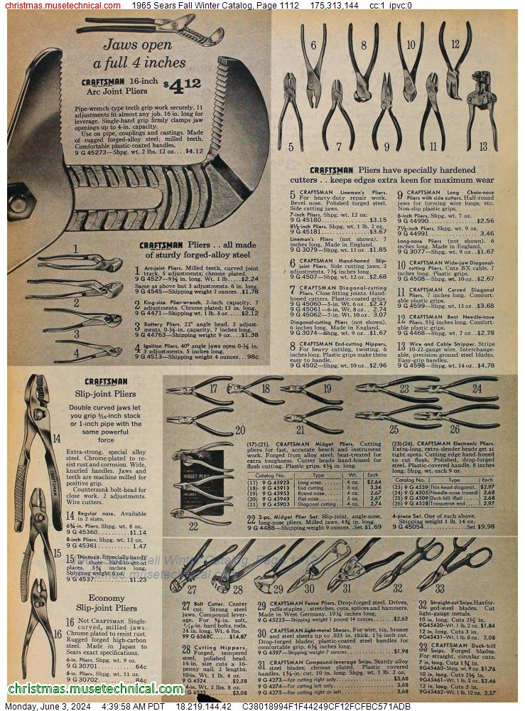 1965 Sears Fall Winter Catalog, Page 1112