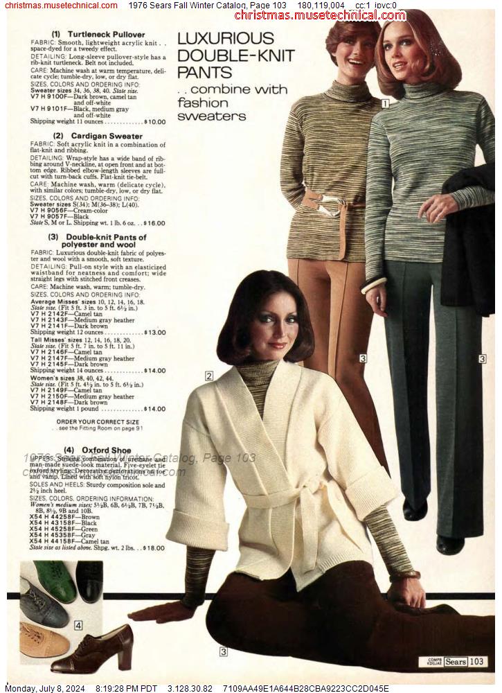 1976 Sears Fall Winter Catalog, Page 103