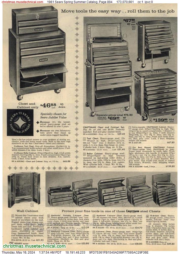 1961 Sears Spring Summer Catalog, Page 894