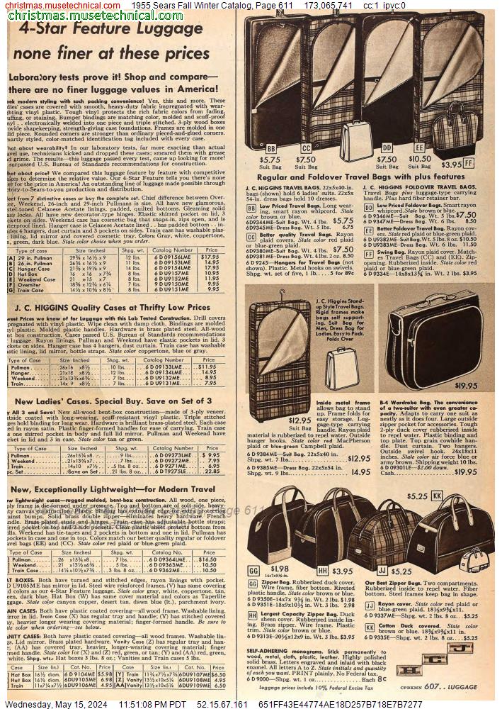 1955 Sears Fall Winter Catalog, Page 611