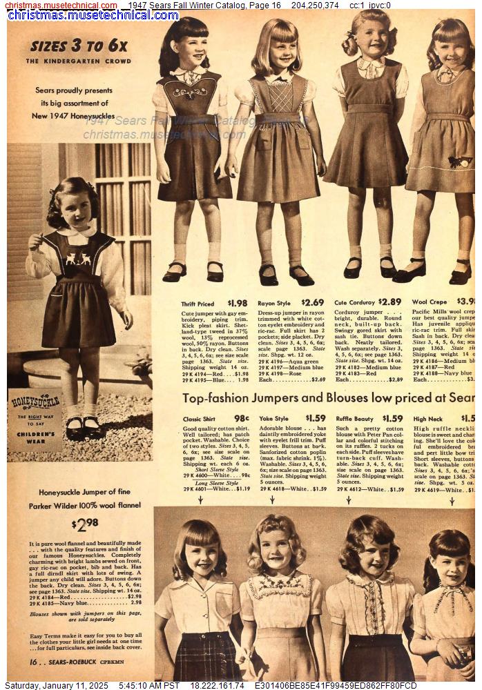 1947 Sears Fall Winter Catalog, Page 16